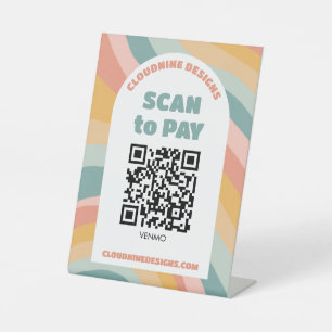 Signe De Table Arch Retro Waves SCAN POUR PAYER CODE QR 