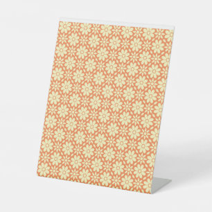 Signe De Table arrière - plan orange et blanc avec motif