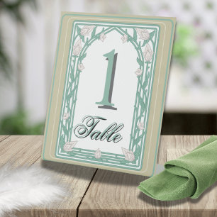 Signe De Table Art Déco William Morris Floral Mariage vert
