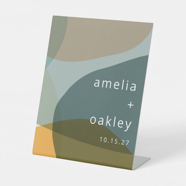 Signe De Table Art moderne Abstrait Vert Sage Turquoise Personnal (Recto)