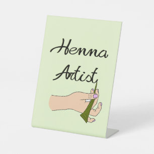 Signe De Table Artiste au henné avec Henna Cone