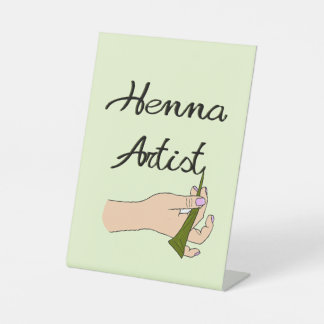 Signe De Table Artiste au henné avec Henna Cone