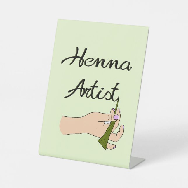 Signe De Table Artiste au henné avec Henna Cone (Recto)
