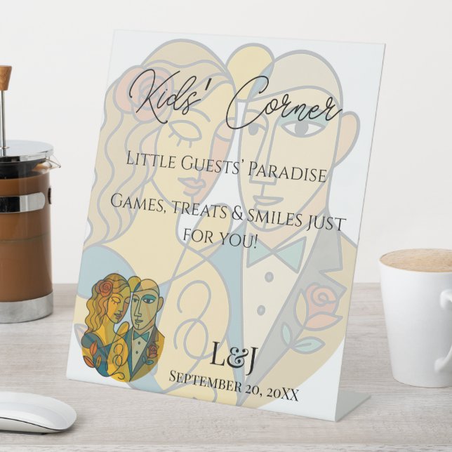 Signe De Table Artistic Moderne Silhouette Mariage Coin Enfants (In SItu)