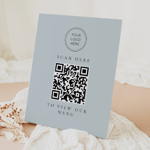 Signe De Table ARYA Modern Sage Green Business Menu QR Code