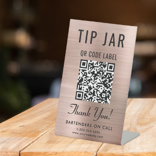 Signe De Table Astuce Jar QR Code Rose Gold Tablett
