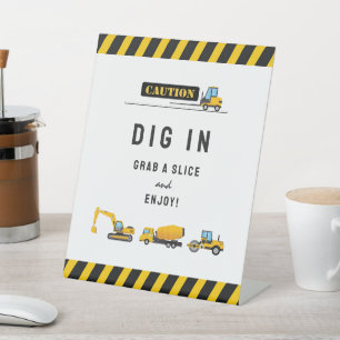 Signe De Table Attention Construction Fête Boissons Boissons Sign