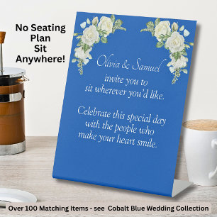 Signe De Table Aucun tableau de sièges - Mariage Cobalt bleu et b