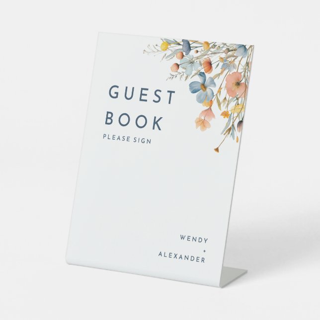 Signe De Table Audacieux livre d'hôtes Mariage floral élégant (Recto)