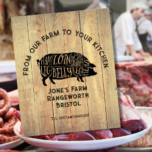 Signe De Table Autocollant de porc frais de la ferme – Étiquette