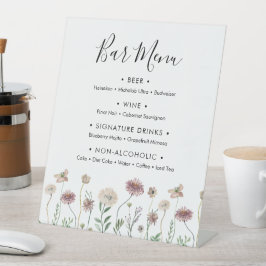 Signe De Table Automne Fleur sauvage Mariage Bar Menu Signal