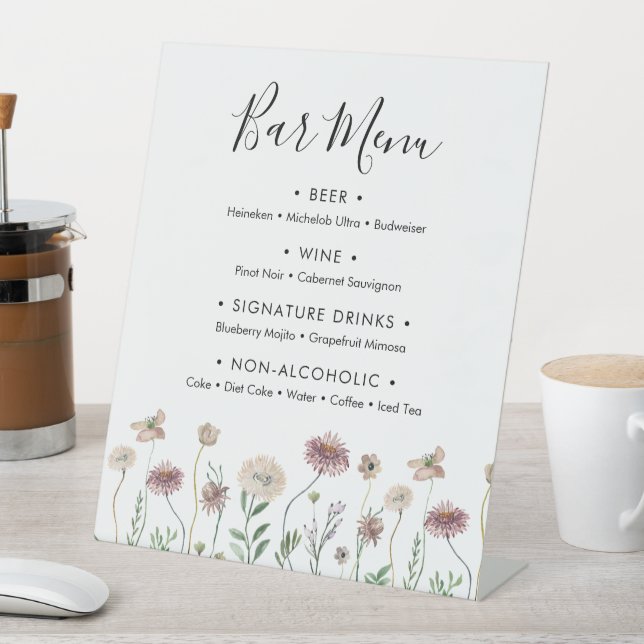 Signe De Table Automne Fleur sauvage Mariage Bar Menu Signal (In SItu)