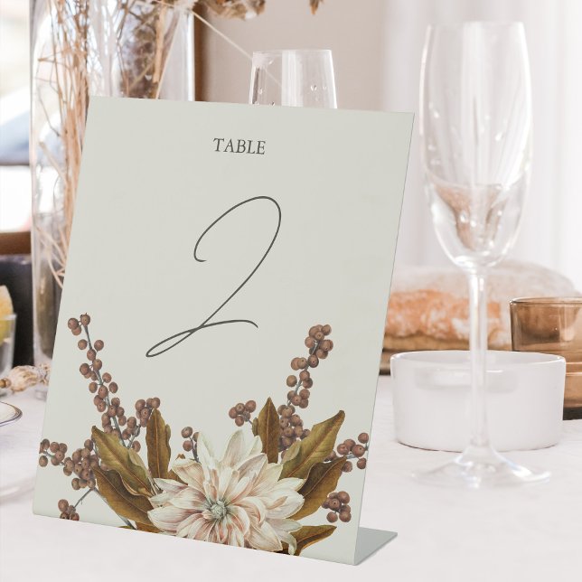 Signe De Table Automne Floral Tones Terre Aquarelle Mariage de au (Autumn Floral Earthy Tones Watercolor Fall Wedding Pedestal Sign)