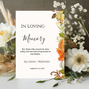 Signe De Table Automne laisse le Mariage citrouille dans le panne