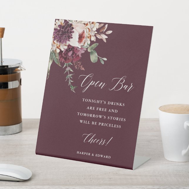 Signe De Table Automne Romance Floral Mariage Open Bar (In SItu)