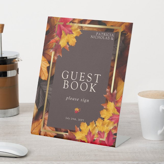Signe De Table Automne Woody Brown & Élégant Livre d'or (Créateur téléchargé)