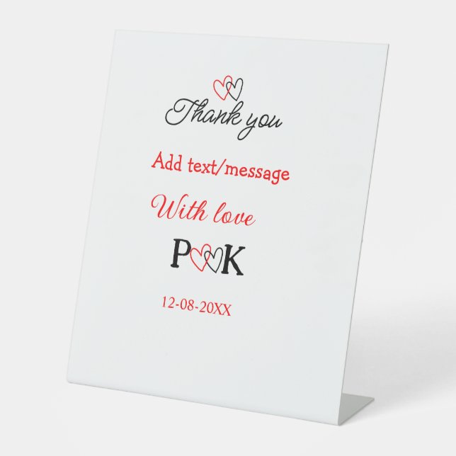 Signe De Table Avec amour ajouter nom de couple lettre merci ajou (Recto)
