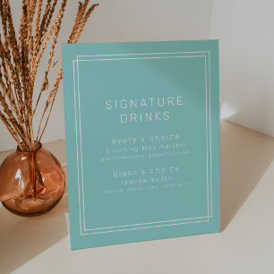 Signe De Table AVERA Moderne Mint Green Mariage Signature Boisson