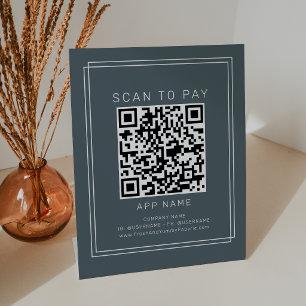 Signe De Table AVERY Bleu Nuit Foncé Classique Paiement par Scan 