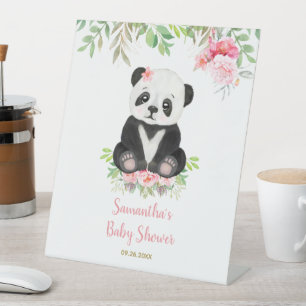Signe De Table Baby Bear Blush Rose Greenery Baby shower fille