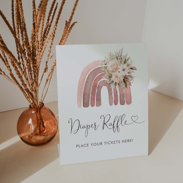 Signe De Table Baby shower arc-en-ciel Boho Raffle de couches (Créateur téléchargé)