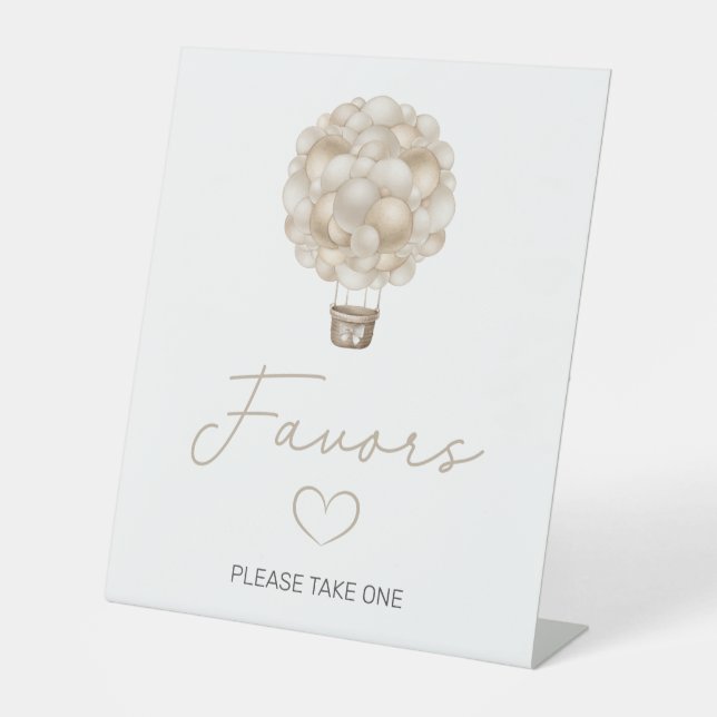 Signe De Table Baby shower Beige Hot Air Balloon Faveurs (Recto)