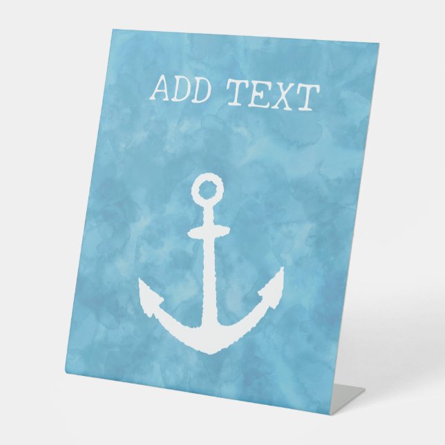 Signe De Table Baby shower bleu Ancre nautique (Recto)