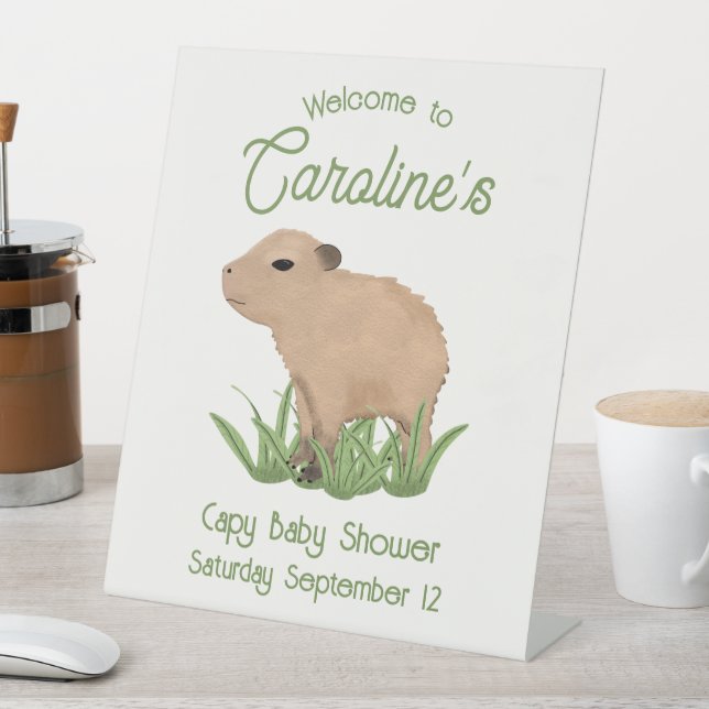 Signe De Table Baby shower Capy Capy Capy Cute Personnalisé Capyb (In SItu)