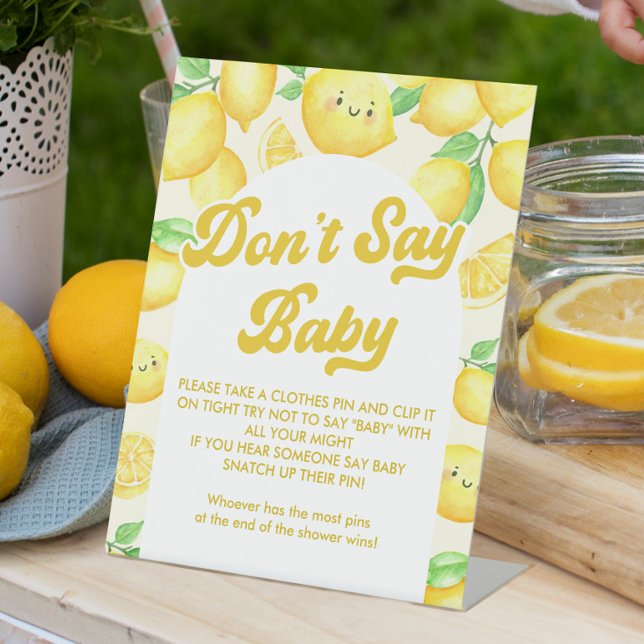 Signe De Table Baby shower citron ne pas dire jeu de bébé (Créateur téléchargé)