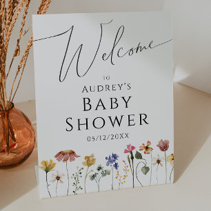 Signe De Table Baby shower d'accueil Fleur sauvage coloré