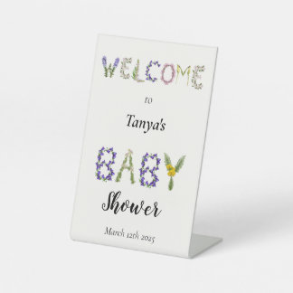 Signe De Table Baby shower d'accueil Fleur sauvage coloré