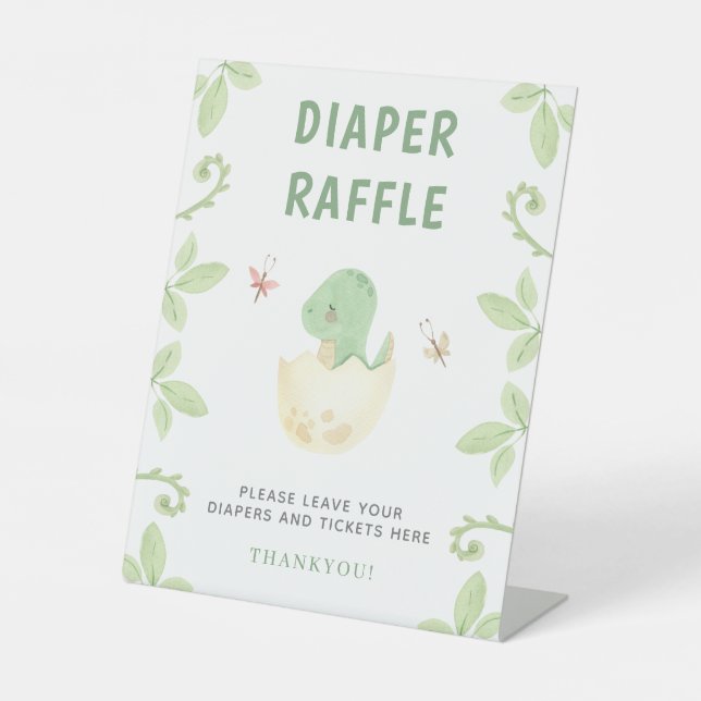 Signe De Table Baby shower d'aquarelle Dinosaur de jouvence (Recto)