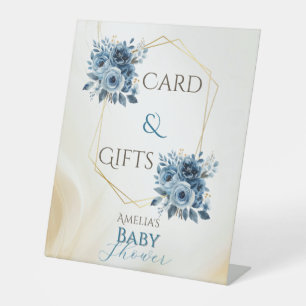 Signe De Table Baby shower d'aquarelle Florale bleu moderne