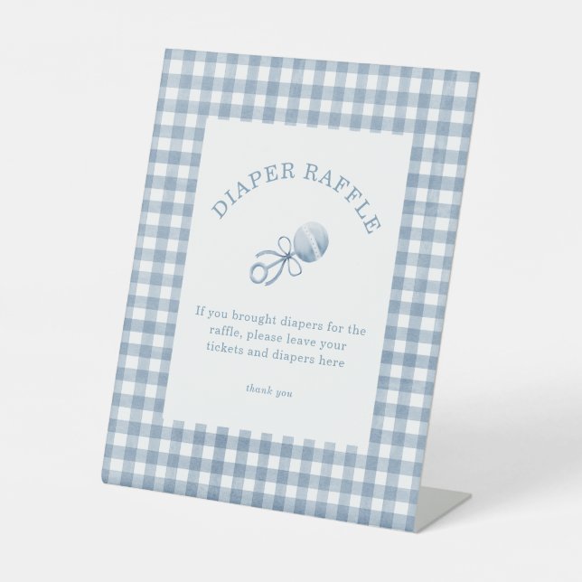 Signe De Table Baby shower de  de couches Preppy Blue En vichy (Recto)
