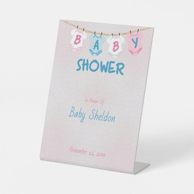 Signe De Table Baby shower de disposition de ligne de vêtements p (Recto)