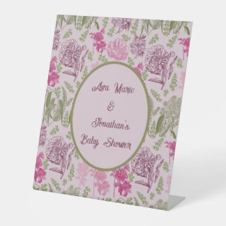 Signe De Table Baby shower de fille Eucalyptus Peony botanique