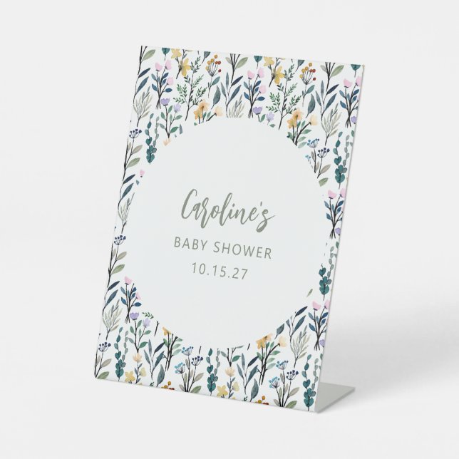 Signe De Table Baby shower de Fleur sauvage d'aquarelle Boho Cute (Recto)