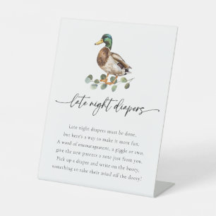 Signe De Table Baby shower de jeu Mallard Duck Late Night Diapers