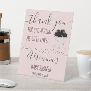 Signe De Table Baby shower de Merci moderne rose pâle 
