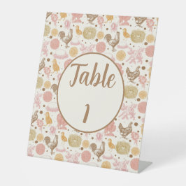 Signe De Table Baby shower de poulet et de fleurs Numéro de table