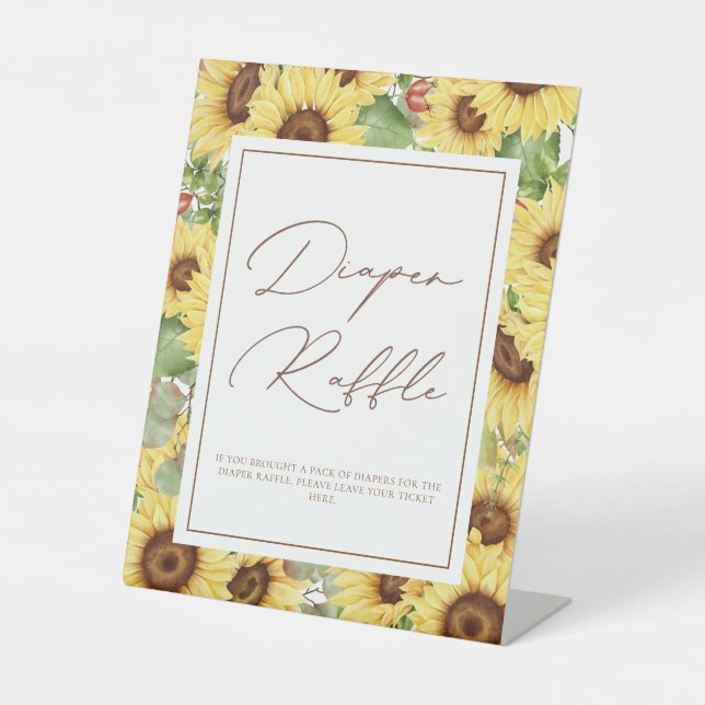 Signe De Table Baby shower de tournesol verdoyant Raffle (Recto)