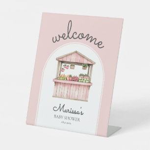 Signe De Table Baby shower des fermiers roses Bienvenue