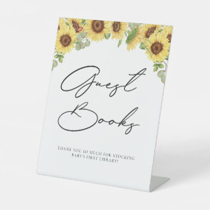 Signe De Table Baby shower des livres d'hôtes Greenery Sunflower