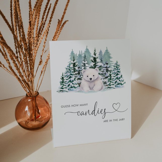 Signe De Table Baby shower D'Hiver De L'Ours Polaire Devinez Comb (Créateur téléchargé)