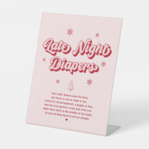 Signe De Table Baby shower d'hiver rose Late Night Diapers Jeu