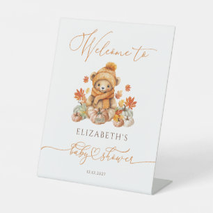Signe De Table Baby shower d'ours en peluche d'automne Bienvenue