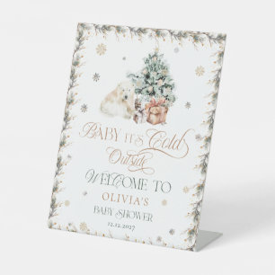 Signe De Table Baby shower d'ours polaire froid extérieur mignon