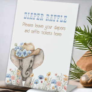Signe De Table Baby shower éléphant de chaudière Raffle Boho Cowb