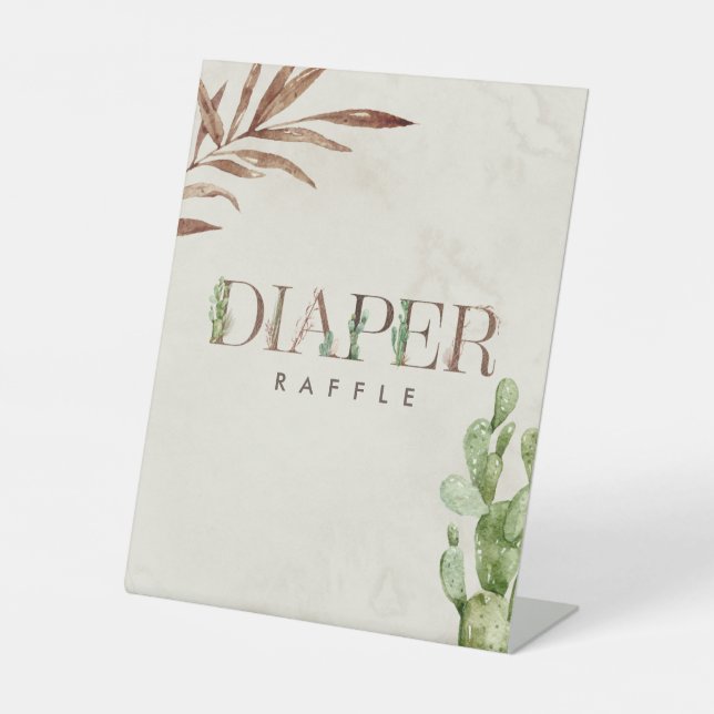 Signe De Table Baby shower en cuir Cactus Déchets (Recto)