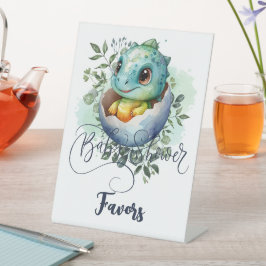 Signe De Table Baby shower Feuille Dinosaur Oeuf Cute Aquarelle